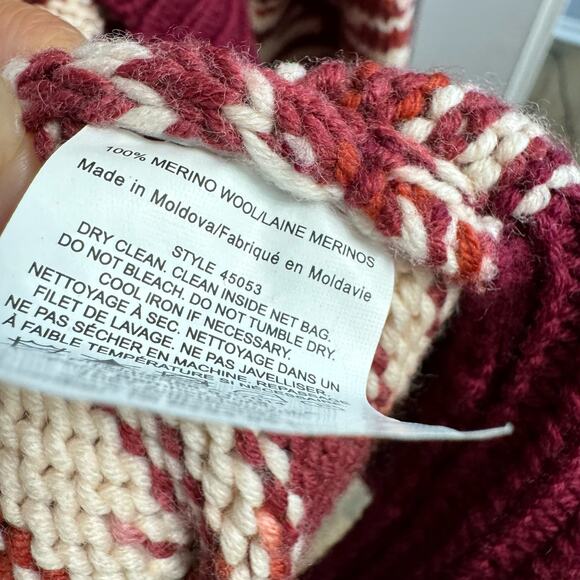 TORY BURCH Olivia Merino Wool Zip Front Cardigan Red Cordovan Women's M - Picture 16 of 16